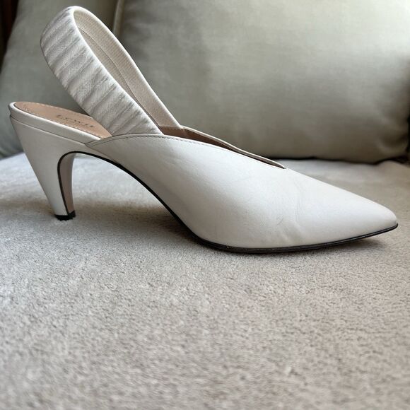 Lewit Marta Cream Leather Slingback Pump Women EU 36.5 US 6 Classic Pointed Toe - Picture 3 of 14